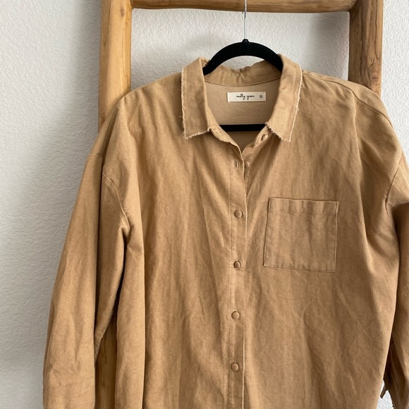 Molly Green brown corduroy oversized long sleeves button up - small - Picture 3 of 8